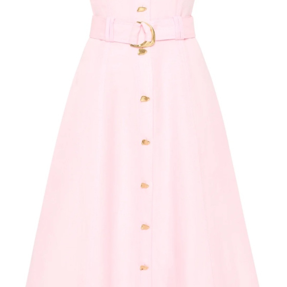 AJE Clay Belted Midi Dress in Pastel Pink, AU 6 / US 2 - Picture 3 of 13